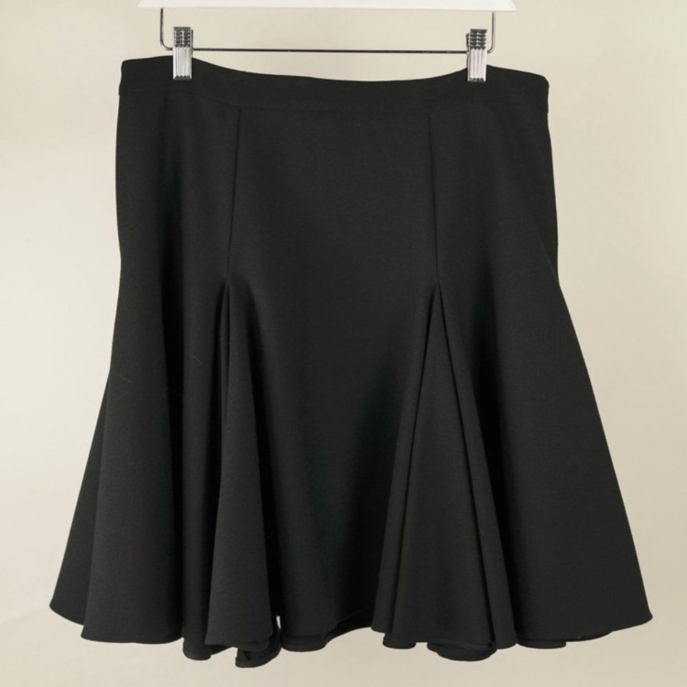 Red Valentino Black Crepe Garbedine Godet Skirt